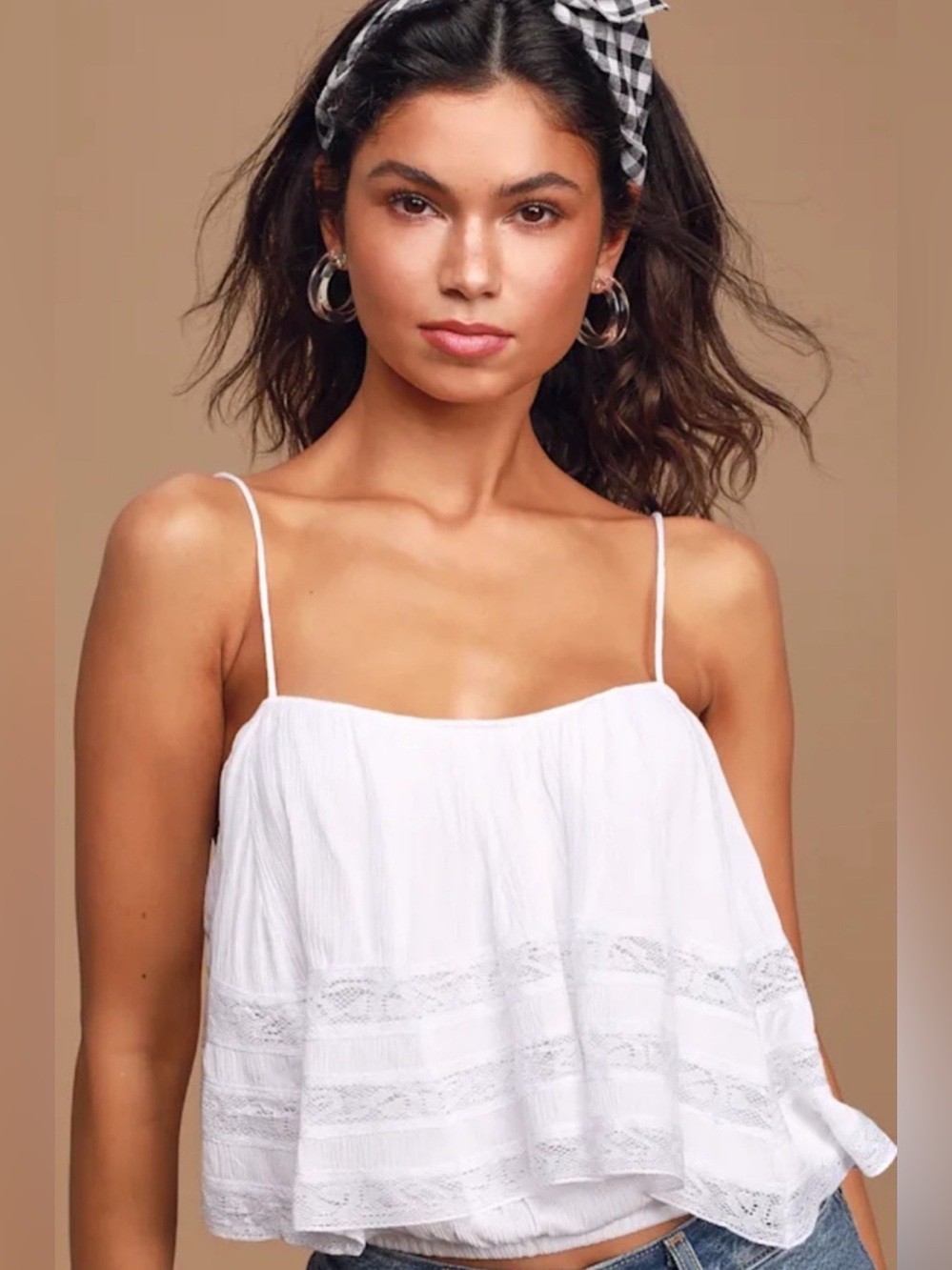 Free People Home Again White Lace Cropped Top
